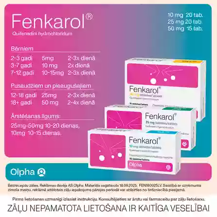 FENKAROL 10 mg tabletes, 20 gab.
