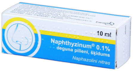 NAPHTHYZINUM 0,1 % deguna pilieni, 10 ml