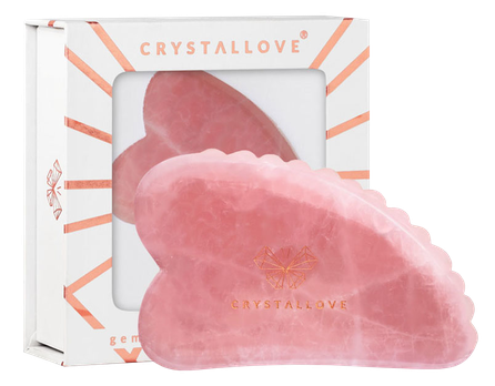 CRYSTALLOVE 3D Rose Quartz Gua Sha массажная пластина, 1 шт.