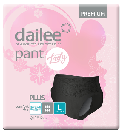 DAILEE Lady Premium Black Plus L nappy pants, 15 pcs.