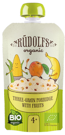 RŪDOLFS С Фруктами Из Трёх Злаков BIO 4+ каша, 110 г