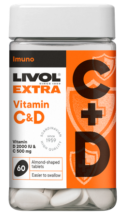 LIVOL  Extra Vitamīni C & D capsules, 60 pcs.