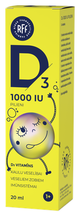 RFF D3 1000 IU pilieni, 20 ml