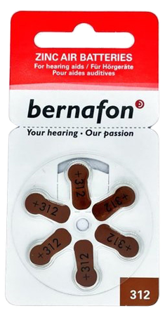 BERNAFON Nr.312 hearing aid batteries, 6 pcs.