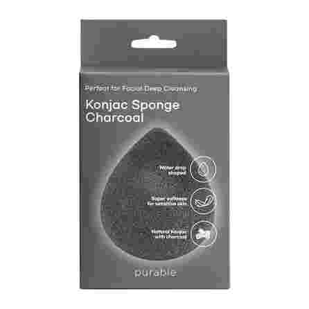 PURABLE Konjac Sponge - Charcoal attīrošs sūklis, 1 gab.