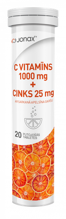 JONAX Vitamin C 1000 mg+ZINC 25 mg effervescent tablets, 20 pcs.
