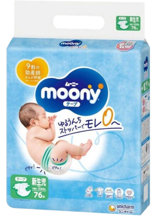 MOONY Airfit NB (0-5 kg) autiņbiksītes, 76 gab.