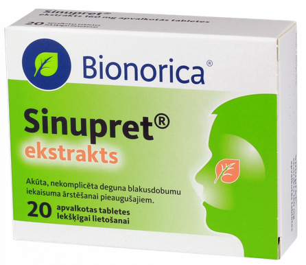SINUPRET Ekstrakts 160 mg pills, 20 pcs.