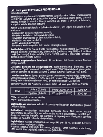 LYL sunD3 PROFESSIONAL 4 000 IU | 2 000 IU spray, 50 ml