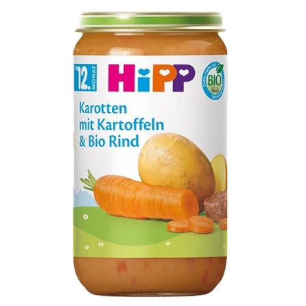 HIPP овощи, говядина, от 12 месяцев пюре, 250 г