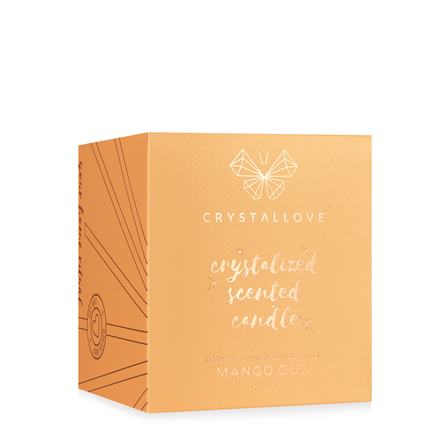 CRYSTALLOVE Calcite Soy Candle & Mango scented candle, 400 g