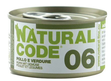 NATURAL CODE 06 Курица И Овощи консервы для кошек, 85 г