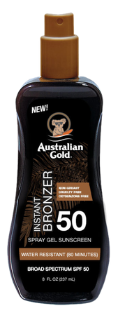 AUSTRALIAN GOLD Gold SPF50 Spray Gel Bronzer sunscreen spray, 237 ml