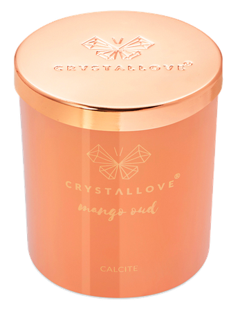 CRYSTALLOVE Calcite Soy Candle & Mango scented candle, 400 g