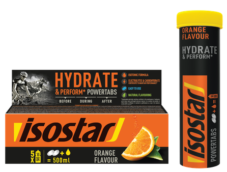 ISOSTAR Hydrate & Perform Powertabs Orange Isotonic 12g putojošās tabletes, 10 gab.