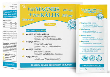 BIOFARMACIJA Biomagnijs 300 mg + Biokālijs 300 mg powder, 30 pcs.