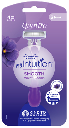 WILKINSON SWORD MyIntution Smooth Violet Bloom Quattro vienreizlietojamie skuvekļi, 3 gab.