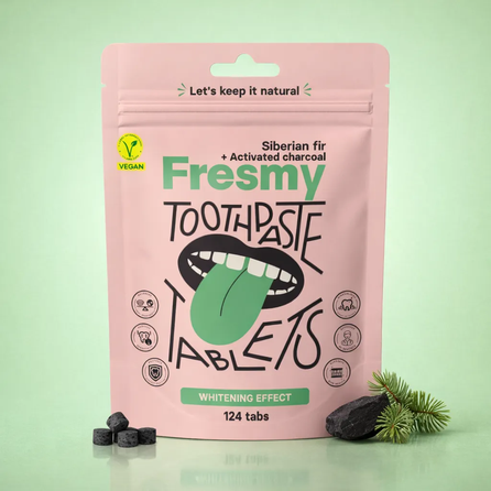 FRESMY With Siberian Fir and Activated Charcoal toothpaste tablets, 124 pcs.