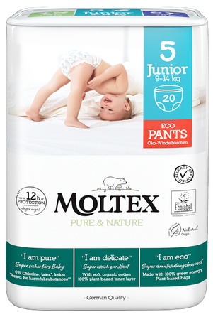 MOLTEX Eco Pure & Nature 5 Junior (9-14 kg) biksītes, 20 gab.