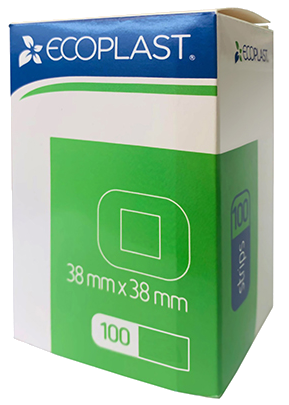 ECOPLAST 38mmx38mm bez papīra iepakojuma plāksteris, 100 gab.