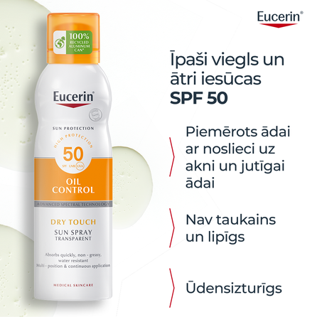 EUCERIN Sun Oil Control Control Dry Touch SPF 50 sprejs, 200 ml