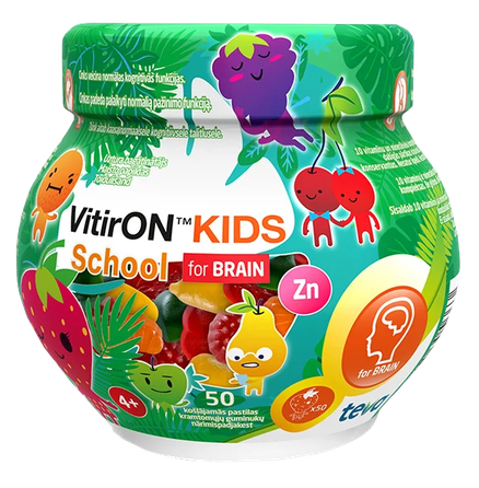 VITIRON Kids School for BRAIN pastilas, 50 gab.