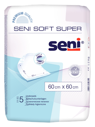 SENI Soft Super 60 x 60 cm absorbent bed pad, 5 pcs.