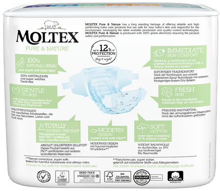 MOLTEX Eco Pure & Nature 1 (2-4 кг) подгузники, 22 шт.