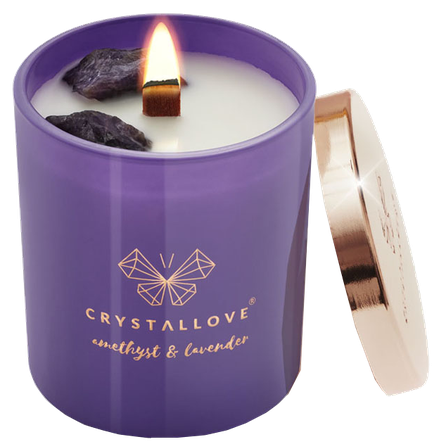 CRYSTALLOVE Amethyst & lavender soy aromātiskā svece, 1 gab.