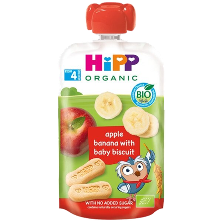 HIPP Organic Apple Banana & Baby Biscuit (4+) puree, 100 g