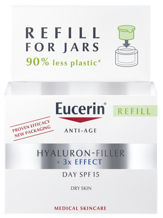 EUCERIN Hyaluron-Filler SPF 15 sausai ādai uzpildes iepakojums dienas sejas krēms, 50 ml