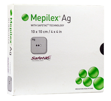 MEPILEX  Ag 10x10 cm wound dressing, 5 pcs.
