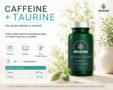 SILVANOLS Caffeine + Taurine kapsulas, 60 gab.