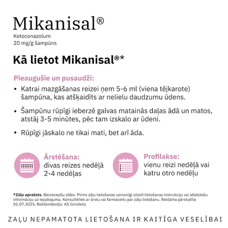 MIKANISAL 20 mg/g šampūns, 60 ml