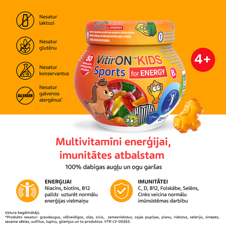 VITIRON Kids Sport Energy pastilas, 50 gab.