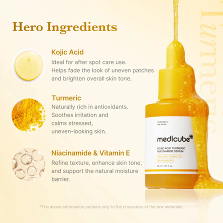 MEDICUBE Kojic Acid Turmeric Niacinamide serum, 30 ml