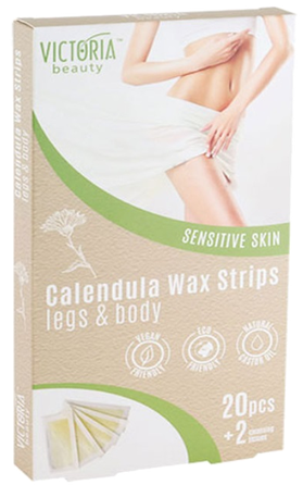 VICTORIA BEAUTY Calendula Legs & Body depilācijas vaska strēmeles, 20 gab.