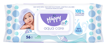 HAPPY   Aqua Care wet wipes, 56 pcs.