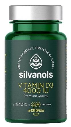 SILVANOLS Premium Vitamīn D3 4000 IU kapsulas, 120 gab.