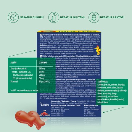 MOLLERS Junior Рыбий Жир со Вкусом Колы желейные рыбки, 45 шт.