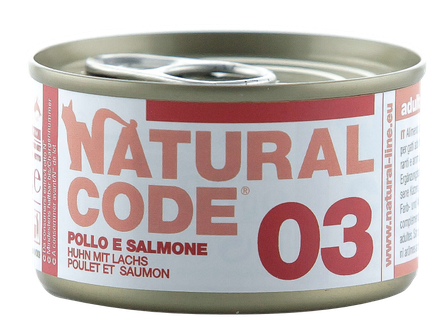 NATURAL CODE 03 Курица и Лосось консервы для кошек, 85 г