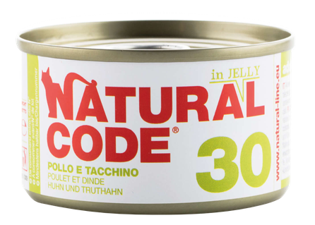 NATURAL CODE 30 Chicken And Turkey canned food for cats, 85 g