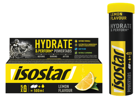 ISOSTAR Hydrate & Perform Powertabs Lemon Isotonic 12g шипучие таблетки, 10 шт.