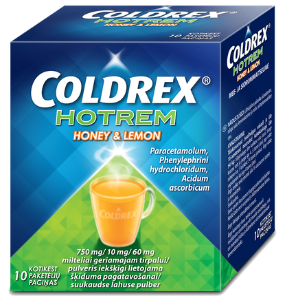 COLDREX  HotRem Honey & Lemon iekšķīgi lietojama šķīduma pagatavošanai pulveris, 10 gab.