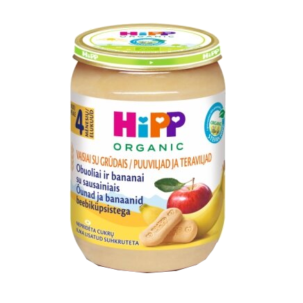 HIPP Apples and bananas with biscuits, from 4 months puree, 190 g