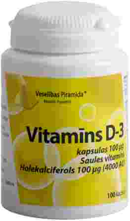 VESELĪBAS PIRAMĪDA Vitamīns D3 kapsulas, 100 gab.