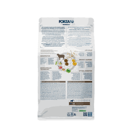 FORZA10 Monodiet Medium Adult Ar Jēru, Suņiem sausā barība, 1.5 kg