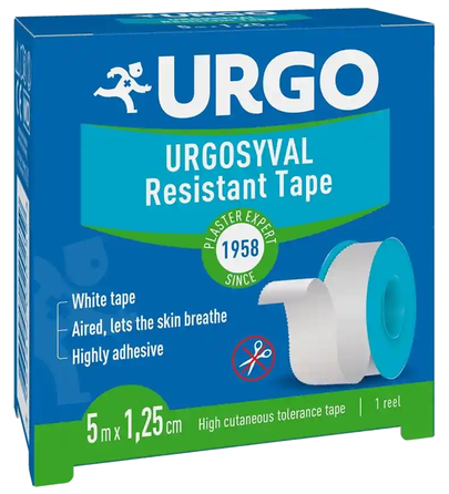 URGO  Syval 5 m x 1.25 cm fabric adhesive plaster roll, 1 pcs.