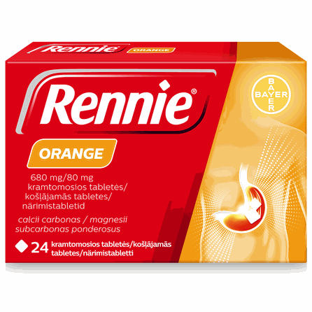 RENNIE Orange 680 mg/80 mg жевательные таблетки, 24 шт.