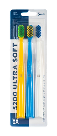 WOOM 5200 Ultra Soft zobu birste, 3 gab.